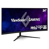 ViewSonic VX3418C-2K UWQHD Gaming Monitor, 34 Zoll mit VA Panel, 180 Hz, 1ms, 2560 x 1440 Pixel, HDR10, FreeSync Prem, Frameless, HDMI, DP