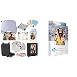 HP Sprocket Portable 2x3 Zoll Sofortbilddrucker (Lila) Starter-Kit & 2x3 Premium Zink Fotopapier (50 Blatt), kompatibel mit tragbarem Kettenrad-Fotodrucker