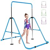 FINGER TEN Gymnastik Turnreck Kinder Gymnastics Bar, Horizontale Kip Stange Faltbar Turntrainingsgeräte 4 Fach Höhenverstellbar Turnstangen, Gymnastikstange zu Indoor Outdoor Hause (Blau)