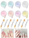 Ysimple 8 Schachteln Chrome Nail Powder Pearl, Neonail Glassy Pearl Effect Nagelpuder Mit 8 Bürsten, Pigmente Nägel Set Für Nägel, Pigmente Nägel Spiegeleffekt Für Maniküre Nageldesign DIY Salon