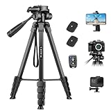 Victiv Neues Kamera Handy Stativ, 172cm Tragbares Camera Tripod, Aluminium Dreibein Stativ mit Abnehmbar 3-Wege-Kopf for für DSLR Canon Nikon Sony Action Kamera, Fotostativ für iPhone Smartphone