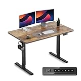 CubiCubi Schreibtisch Höhenverstellbar Elektrisch, 120 x 60 cm Stehpult T-Beine aus Stahl mit Funktions-Memory-Steuerung, Anti-kollisions System, Schwarz Rahmen/Braun Tischplatte