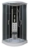 Sanotechnik Dampfduschkabine Relax 90×90×215?cm – All?in?One Komplettdusche | Dampfgenerator, 6 Massagedüsen, LED?Licht, Radio, Ventilator & Sitzwanne, CS99