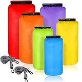 6 Stück wasserdichte Trockenbeutel Set Trockensack Leicht Luftdicht Packsack Set 20 L 15 L 10 L 8 L 5 L 3 L Trockentasche und Lang Verstellbar Schultergurt für Kajakfahren (Bunt)