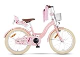 SJOEF Dolly Kinderfahrrad 18 Zoll | Ab 5-7 Jahren | Kinder Fahrrad für Mädchen/Jugend | Kleidergröße von 103 bis 118 cm | inklusive Seitenständer - Rosa