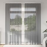 HaoChrymec Voile Vorhänge mit Stangentaschen, 100% Polyester, Semi-transparent, verdunklungsvorhänge, schiebegardinen, Geeignet für Wohnzimmer, Schlafzimmer, Büro, Dunkelgrau, 2-teilig 140 x 245 cm