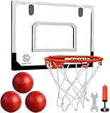 Jugana Mini Basketballkorb Set, 40x30cm, Indoor Basketball-Board mit 3 Bällen und Pumpe, Wandmontage, für Kinder ab 6 Jahren