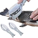 Ulawellor 2 Stück Fischentschupper Kunststoff Fischschuppen Entferner,Kunststoff Fischschuppenschaber,Fisch Scaler Fischschuppen Entferner mit Klarer Abdeckung für Haus,Küche,Restaurant (Blau)