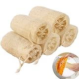 Natürlicher Luffa Schwamm 5 Stück, 12 cm Körperpeeling & Duschschwamm - Sanfter Exfoliator für Gesicht und Körper, Ideal auch als Robustes Spültuch für Küche