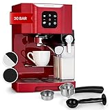 Klarstein 1,4 L Siebträgermaschine für 2 Tasse Kaffee, Mini Espressomaschine mit Milchschäumer, 20 Bar Siebträger Kaffeemaschine Klein, Gute Espresso Kaffeemaschine, Edelstahl-Espressomaschinen 1450 W