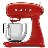 Smeg, SMF03RDEU Küchenmaschine, 10 Geschwindigkeitsstufen, Planetenrührwerk, Sicherheitsabschaltung, 2 Rührbesen, Kugelgriff aus Edelstahl, 800 W, Rot