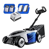 Litheli Easysurge Akku Rasenmäher 43cm, Selbstfahrend (2,2-4,7 km/h), 50L Fangkorb, 25-75 mm Schnitthöhe, bis 500 m², Rasenmäher Elektro inkl.4 x 4,0 Ah Akkus