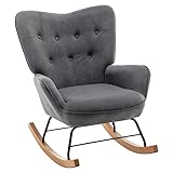 HollyHOME Schaukelsessel Schwingsessel Schaukelstuhl Sessel Wohnzimmer Relaxsessel, Samtstoff Ohrensessel Lounge Sessel, Lesesessel Sessel Schlafzimmer, Dunkelgrau