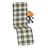 Beo Relaxsessel Auflage Waschbar Bali | Made in EU nach Öko-Tex Standard | Atmungsaktive Relaxstuhl Auflage mit Gummi-Halteband | UV-beständige Liegestuhl Auflage in Beige-Grün Kariert
