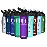 Super Sparrow Trinkflasche mit Strohhalm - Tritan Wasserflasche - 750ml - BPA-Frei - Ideale Sportflasche - Auslaufsichere Trinkflaschen für Kinder - Leicht, Nachhaltig