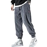 Baitang Haremshose für Herren, Streetwear, warme Cordhose, Outdoor-Komfort, lockere Jogger, Sporthose, Graue Herren-Hose,L
