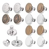 GrueGard Jeansknopf ohne Nähen, 12 Stücke 17mm Verstellbarer Ersatz-Knopf Hosen Enger Machen, DIY Hosenknöpfe für Jeansreparatur & Größenanpassung