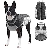 CITÉTOILE Hundemantel Winter,Hundejacke mit Geschirr, Wasserdicht Hundemantel mit Fleece Gefütterte für Kleine Hunde Warme Hundeweste mit Reflektierend für Kleine Mittel Grosse Hunde, Grau, XS