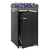 Mendler 1er-Mülltonnenverkleidung HWC-O67, Mülltonnenbox mit Pflanzkasten, Metall 125x68x84cm 35kg - anthrazit