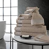 GC GAVENO CAVAILIA Handtuch-Set, 500 g/m², 8-teiliges Handtuch-Set, 2 Handtücher + 2 Badetücher + 4 Gesichtshandtücher | Familienpackung aus ägyptischer Baumwolle | Natur