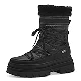 MARCO TOZZI Damen Schnürstiefel ohne Absatz Winter mit Plateau, Schwarz (Black Comb), 39 EU