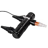 AquaForte GUV-211 UV-C, Max. Teich 12 m³, Max. Durchfluss 1,7 m³/Stunde, 11 Watt, Gehäuse mit Quick Lock Anschluss, Ausgestattet mit 3 Anschlüssen: 3 Schlauchnippel 20/25/32/40 mm und UV-Schauglas