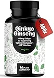 Ginkgo + Ginseng Tabletten Hochdosiert - 400 Tabletten - 60 mg Ginkgo Biloba + 20 mg Ginseng - Leicht schluckbare Alternative zu Kapseln - Vegan & Produziert in Deutschland - Laborgeprüft
