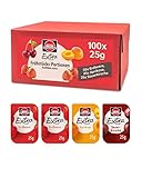 Schwartau Extra Portionen Mix-Box, Konfitüre Portionsschalen (50 x Erdbeere, 25 x Aprikose, 25 x Sauerkirsche), Großpackung, 100 x 25g