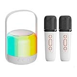 Louttary RGB-Buntes LED-Licht, Bluetooth 5.3 PA-Lautsprecher, Kabellose Doppelmikrofone, KTV-System, 3D-HiFi-Stereo-Surround, Langlebig, Einfach zu Bedienen