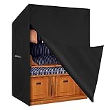 Dokon Strandkorb Schutzhülle Winterfest Schwerlast 600D Oxford Gewebe Strandkorb Abdeckung Wasserdicht Winddicht UV Beständiges Hülle für Strandkörbe mit Belüftungsöffnungen (135x105x175/140cm)