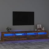 WEMYUFURN TV-Schrank mit LED-Leuchten Räuchereiche 240x35x40 cm, Fernsehschrank, Unterhaltungszentrum, TV-Sideboard, Möbelstück für Wohnzimmer oder Schlafzimmer