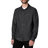 Amazon Essentials Herren Regular-Fit Langärmliges Button-Down-Jeanshemd, Schwarze Waschung, XXL