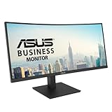 ASUS Business VA34VCPSN - 34 Zoll UWQHD Curved Monitor - 21:9 VA Panel, 3440x1440, 100 Hz, Rahmenlos, ergonomisch - DisplayPort, HDMI, USB-Hub, RJ45, 65W USB-C, Speaker, Schwarz