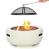 WILDLIFE FRIEND Feuerschale - Lagerfeuer Feuertisch - 55x30 cm - Edelstahl, Tragbar, Sicher, Schützender Feuerschirm, Einzigartiges Design - Feuerschalen Feuerkãrbe - Weiß