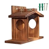 xDistener Eichhörnchenfutter - aus robustem Holz und herausnehmbarem Futter zu Hause | Futterstation für Eichhörnchen gestreifte Geweihe Wetterfeste Futterhäuser für