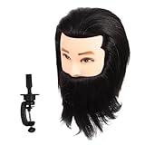 OFFIGAM 1Satz Mannequin Kopf für Friseur Ausbildung Echthaar Frisierkopf mit Halterung Hochtemperaturbeständig für Kosmetologie Training und Haarstylings