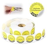 1000 Stück Prüfplaketten 30mm Gelb Selbstklebend Wartungsetiketten Mehrjahresprüfplaketten 2025–2030 Nächster Prüftermin Jahresprüfplakette Prüfsiegel für Elektrogeräte Leitern und Tritte