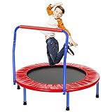 ANCHEER Kindertrampolin Trampolin Kinder Indoor Mit Haltegriff,Minitrampolin Durchmesser Ca. 91cm, Belastung Bis 75kg (Rot)