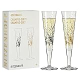 RITZENHOFF 6031002 Goldnacht 2 Champagnerglas-Set, Kristallglas, 205 milliliters
