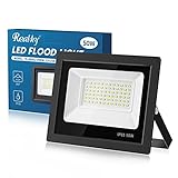Realky 50W LED Strahler, LED Strahler Außen 72 LED Solarleuchten IP65 Wasserdichte 5000LM Außenstrahler 6500K LED Fluter Kaltweiß Scheinwerfer für Garten, Innenhöfe, Garagen