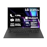 2024 LG gram Pro 17 Zoll Notebook - 1299g Intel Core Ultra7 Laptop (16GB RAM, 1TB Dual SSD, 23,5h Akkulaufzeit, IPS Panel Anti-Glare Display, Win 11 Home) - Schwarz