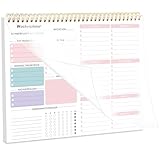 Wochenplaner Block, 28 x 22 cm Spiralgebundene To Do Liste Block 52 Blätter Undatierter Weekly Planner mit To Do Liste & Habit Tracker, To Do Planer für Studium Arbeit (Rosa)