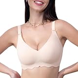 HORISUN Nahtloser Push-up-BH für Damen, ohne Bügel, weich, volle Abdeckung, BH, Pink, Large