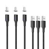 NetDot Gen10 USB-C Schnellladekabel, magnetisch, geflochten, aus Nylon mit seitlichem Del, kompatibel mit Typ-C-Gerät (1 m/3 Packungen) Schwarz