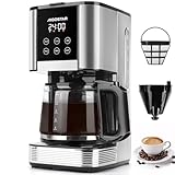 Aigostar Cora - Kaffeemaschine mit 2 Stärkeoptionen, 1.5L Filterkaffeemaschine mit Glaskanne 14 Tassen, 24H Timer, Großer LCD-Touchscreen, 1000W, AutoClean, Tropf-Stopp, Warmhalteplatte, Schwarz
