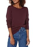 Amazon Essentials Damen Leichter, Langärmeliger Pullover Mit Rundhalsausschnitt (Erhältlich in Übergröße), Burgunderrot, L