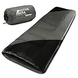 Active Era Deckenschlafsack - Sleeping Bag, -3°C bis 15°C Sommer, Frühling, Herbst - Leichter Schlafsack Outdoor und Indoor - Schwarz