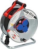 Brennenstuhl Garant S IP44 Kabeltrommel (40m Kabel in schwarz, aus Stahlblech, für den ständigen Einsatz im Außenbereich, Made in Germany) silber