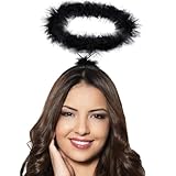 Hatstar Heiligenschein schwarz | Christkind Engel Haarreif Engelskostüm | Haarschmuck Accessoire zu Weihnachten & Silvester | für Fastnacht, Karneval & Fasching | Kopfschmuck für Damen & Herren