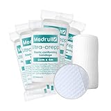 Medrull 10 Stück 6cm x 4m Mullbinden Set - Fixierbinden Groß - Verbandsmaterial ULTRA CREPP